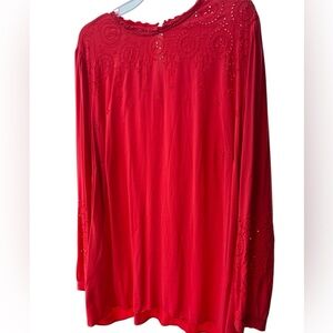 LOFT Plus Red Embroidered Casual Blouse Size 20